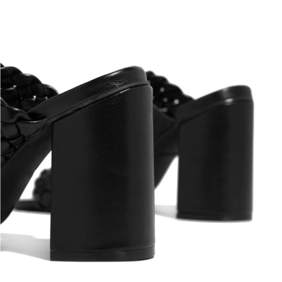 Black Woven Chunky Heel - Picture 5 of 10